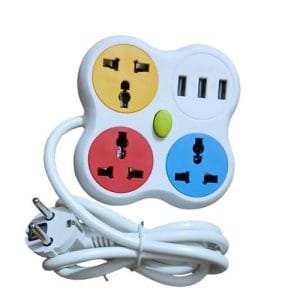 Station de Charge Compacte "Trèfle" - 3 Prises & 3 USB (Cordon 2m)