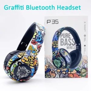 Casque Bluetooth P35 "Graffiti Edition" – Son Puissant & Style Unique