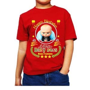T-Shirt Anniversaire Enfant "Baby Boss" — Rouge Festif
