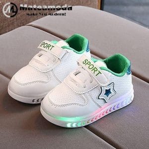 Basket Enfant Lumineuse "Sport" — Blanc & Vert