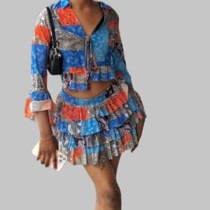 Ensemble 2 Pièces "Boho-Chic" – Imprimé Bandana & Volants