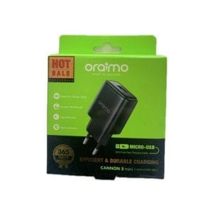 Chargeur Rapide Oraimo Cannon 3 Mini – Adaptateur Secteur USB + Câble Micro-USB Inclus
