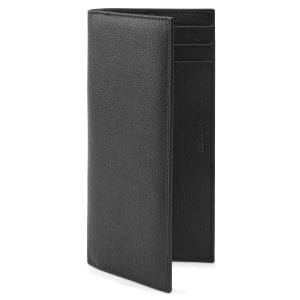 Portefeuille Long Homme Cuir Grainé Noir – Format Pochette Slim, Multi-Cartes, Finition Premium