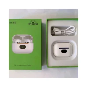 Écouteurs True Wireless Pro 8S – HiFi Sound, Affichage LED L/R, Stéréo, Blanc