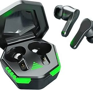 Écouteurs Gaming TWS – Boîtier RGB Vert Style Mecha, Bluetooth, Faible Latence