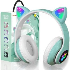 Casque Audio Bluetooth "Oreilles de Chat" STN-28 – Son Stéréo, Lumières LED & Pliable