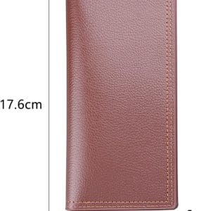Portefeuille Long Homme Cuir Grain Litchi – Grande Capacité, Format Pochette 17,6 cm