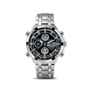 Montre Sportive QUAMER Dual-Time – Robustesse & Précision en Acier Inoxydable