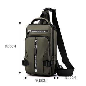Sac Multifonction Professional – Bandoulière Chest Bag Imperméable Vert Kaki 30cm
