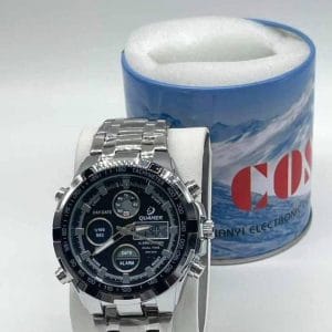 Montre Sportive QUAMER Dual-Time – Robustesse & Précision en Acier Inoxydable