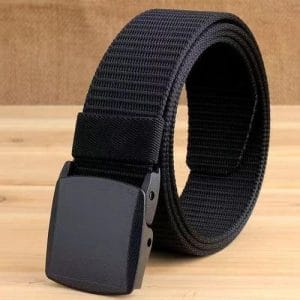Ceinture Tactique Homme Nylon Tressé Noir – Boucle Automatique Plastique, Style Militaire Urbain