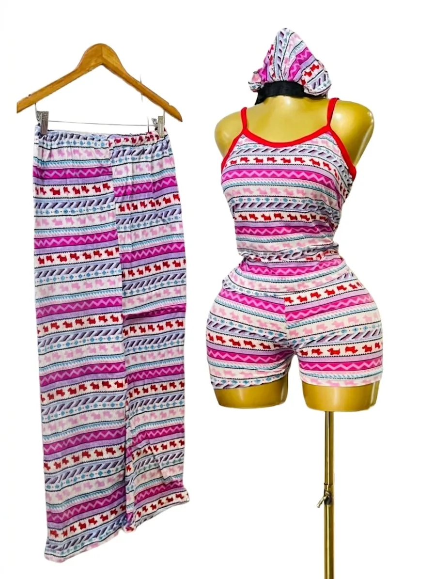 Pyjama Femme 3 Pièces - Style Ludique et Confort