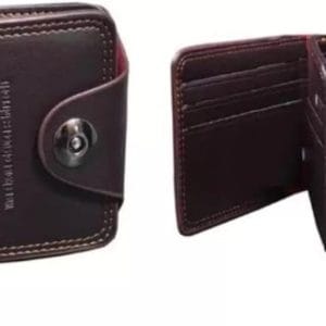 Portefeuille Style BMW – Simili Cuir Marron, Badge Métal, Fermeture Pression