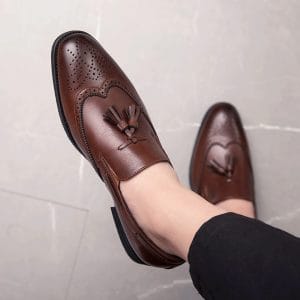 Chaussures Mocassins "Dandy Brogue" + Finition Cognac & Détails Perforés