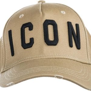 Casquette Dsquared2 "ICON" – Beige Sablé & Broderie Relief Noir
