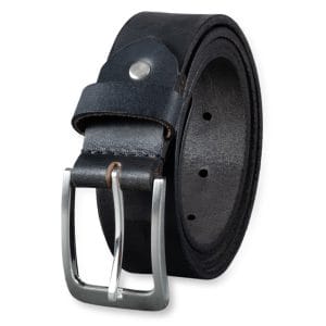Ceinture En Cuir Véritable Noir Mat – Boucle Argentée Chic