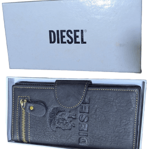 Portefeuille Long Diesel "Oxidized Leather" – Cuir Noir & Finitions Vintage
