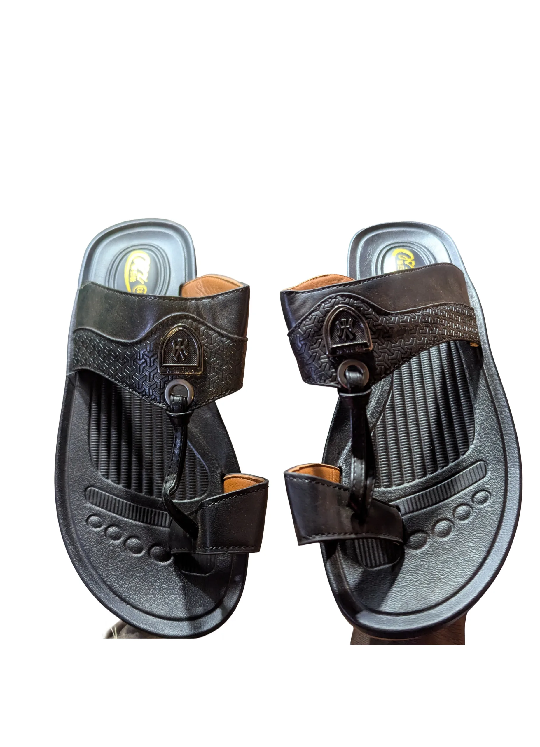 Sandale Tong Homme Cuir Noir – Semelle Ergonomique & Boucle Décorative – Image 2