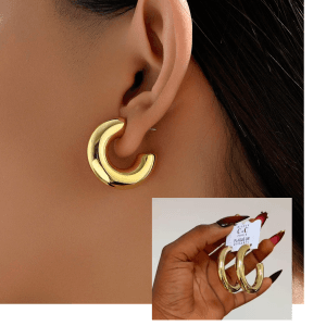 Boucles d'Oreilles Créoles Épaisses Dorées - Style Chunky Minimaliste (Plaqué Or Garanti)