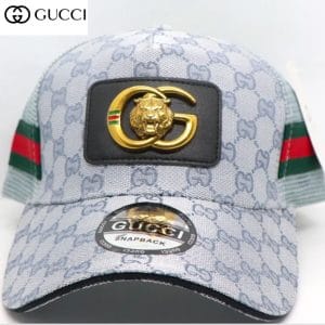 Casque Snapback Gucci + Motif Monogramme & Tête de Tigre Dorée