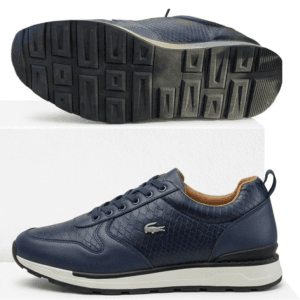Baskets Premium "Croco Style" – Cuir Bleu Marine & Finitions Luxe