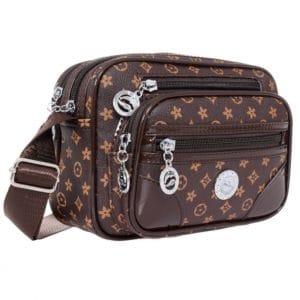 Sac Bandoulière Imprimé Monogramme – Poches Multiples & Style Citadin