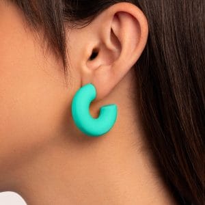 Boucles d'Oreilles Créoles Épaisses Vert Turquoise – Fini Mat Pastel