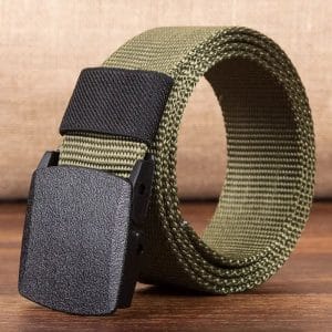 Ceinture Tactique Homme Nylon Tressé vert militaire – Boucle Automatique Plastique, Style Militaire Urbain