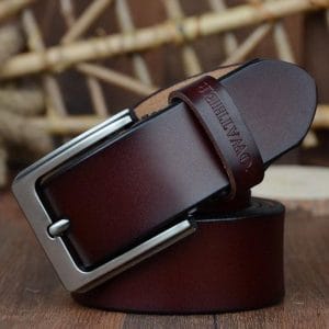Ceinture en Cuir Brun Chocolat homme– Boucle Acier Brossé
