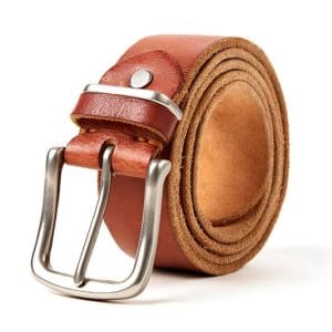 Ceinture Authentique En Cuir Grainé Marron Clair – Style Casual