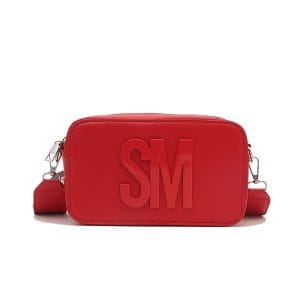 Sac Bandoulière Rectangle SM – Pochette Tendance en Similicuir Rose Corail avec Sangle Graphique