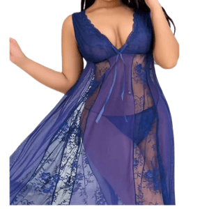 Nuisette Élégante en Dentelle Florale et Voilage - Modèle 558